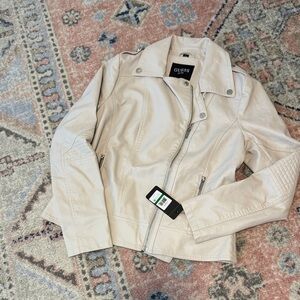 Guess Women's Light Beige Leather Jacket
